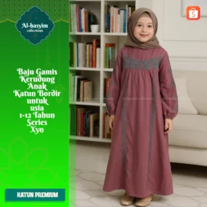 Gamis Anak Bordir Mewah Adem Free Hijab 1-12 Tahun